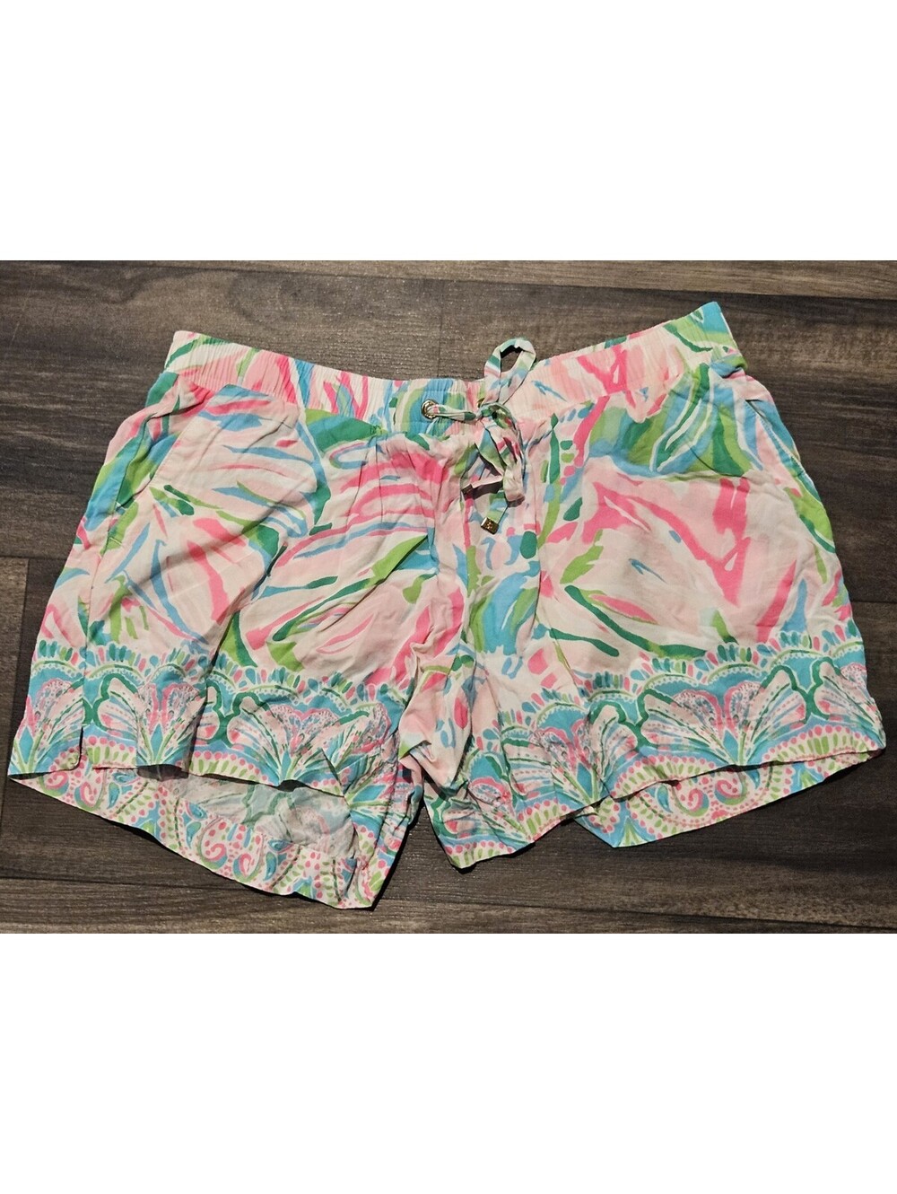 Lilly Pulitzer Katia Shorts Croc My World Pull On Rayon Drawstring Size M